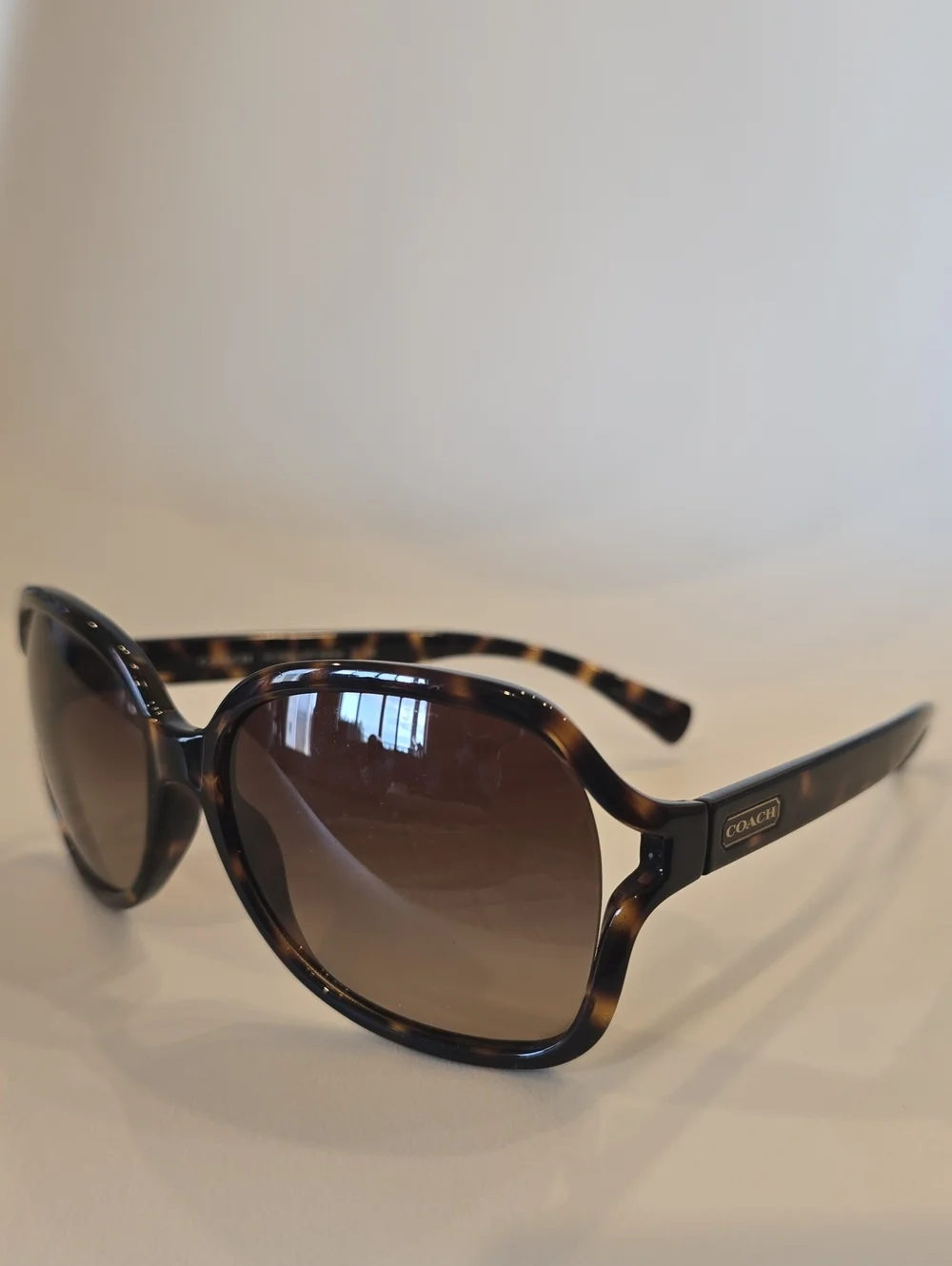 Coach Oversized Women's Dark Tortoiseshell Sunglasses with Brown Gradient Lenses